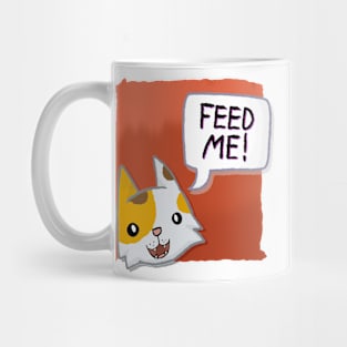 Feed Me! [Calico Cat With A Red Background] Mug